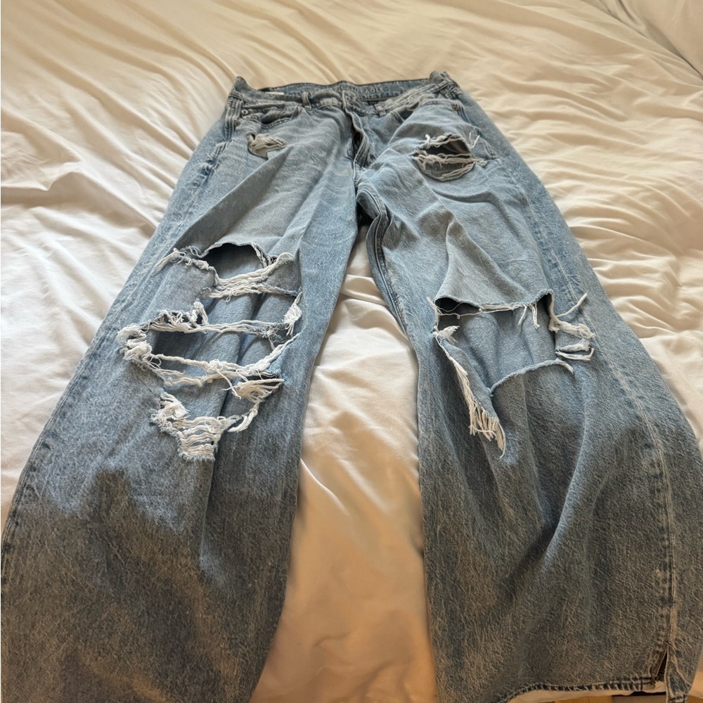 Distressed Blue Jeans